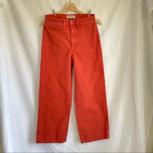 Madewell Slim Emmett Wide-Leg Crop Rust Color Size 25